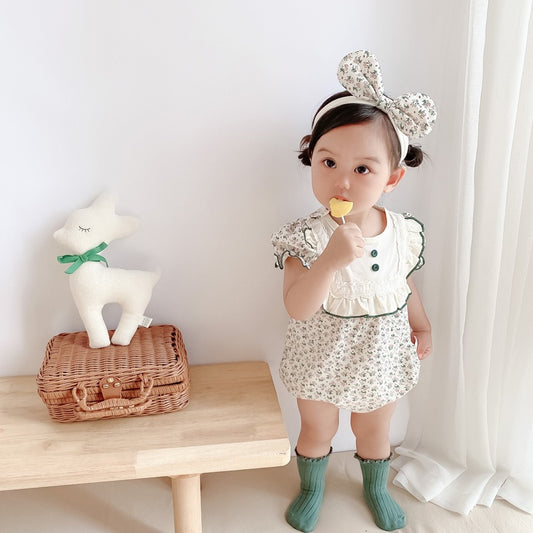 Ju Ju Jam baby girls comfy romper with matching hairband – soft cotton one-piece outfit for infants