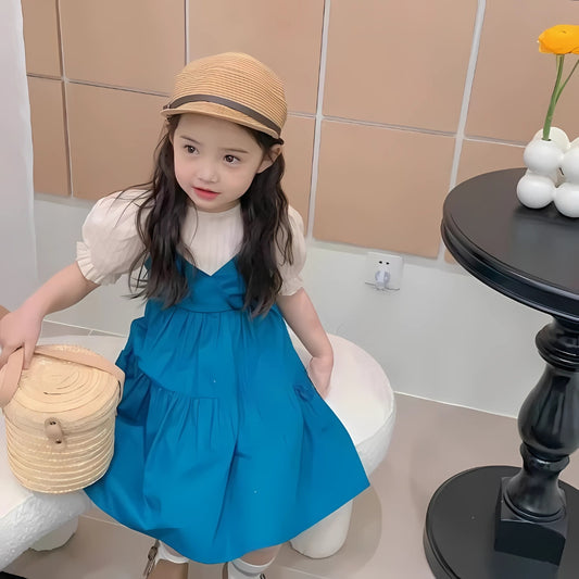 Little girl in Ju Ju Jam Balloon Sleeves Denim Dress looking stylish and comfy

