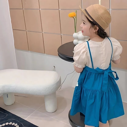 Little girl in Ju Ju Jam Balloon Sleeves Denim Dress looking stylish and comfy


