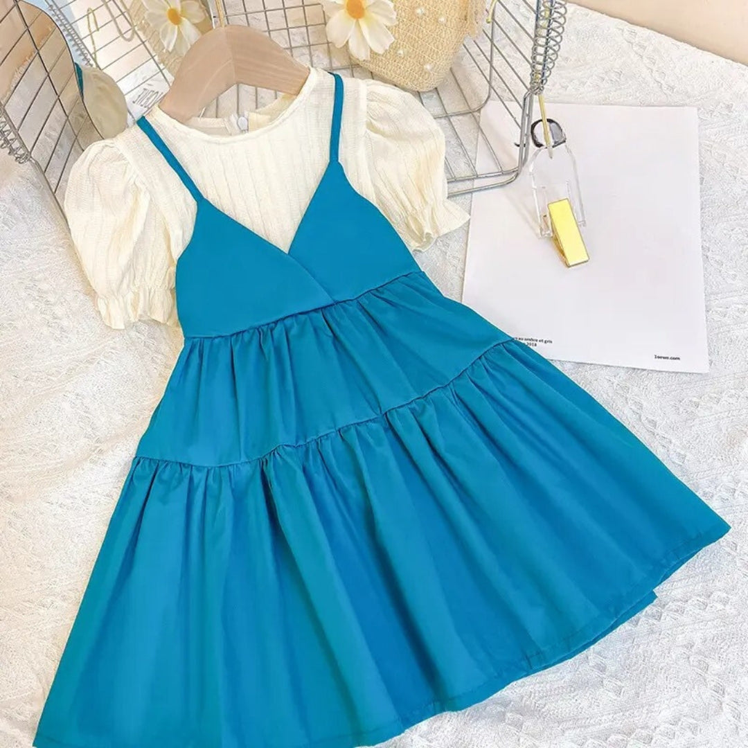 Cute and casual Balloon Sleeves Denim Dress for toddlers by Ju Ju Jam

