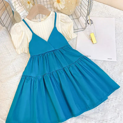 Cute and casual Balloon Sleeves Denim Dress for toddlers by Ju Ju Jam

