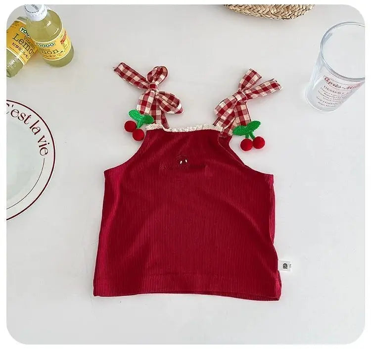 Scarlett Cherry Two Piece Baby Girls Romper Set