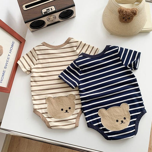 Adorable bear striped romper for baby boys and girls – Ju Ju Jam

