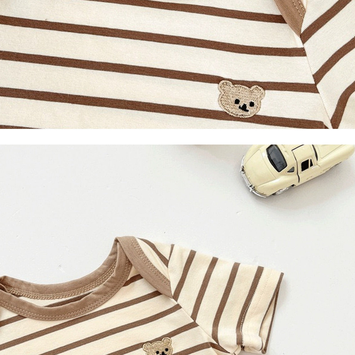 Striped romper with cartoon bear for baby boys and girls – Ju Ju Jam

