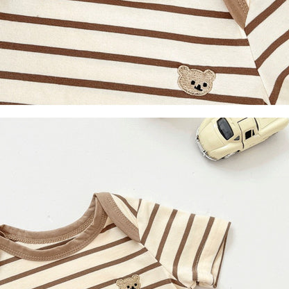 Striped romper with cartoon bear for baby boys and girls – Ju Ju Jam

