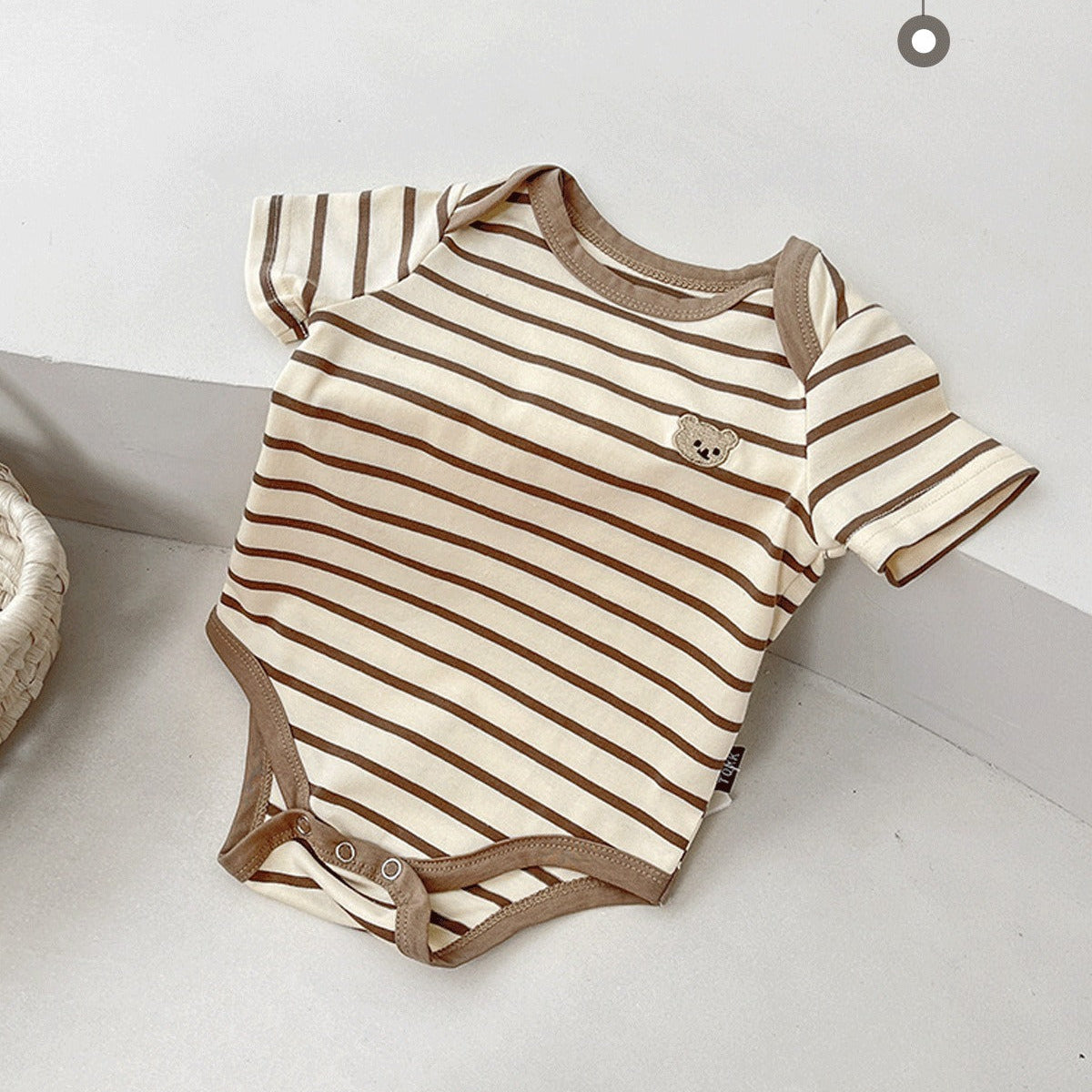Unisex baby striped romper with cute bear face – Ju Ju Jam outfit

