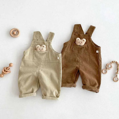 Unisex bear corduroy jumpsuit for babies – cozy and cute baby outfit from Ju Ju Jam
