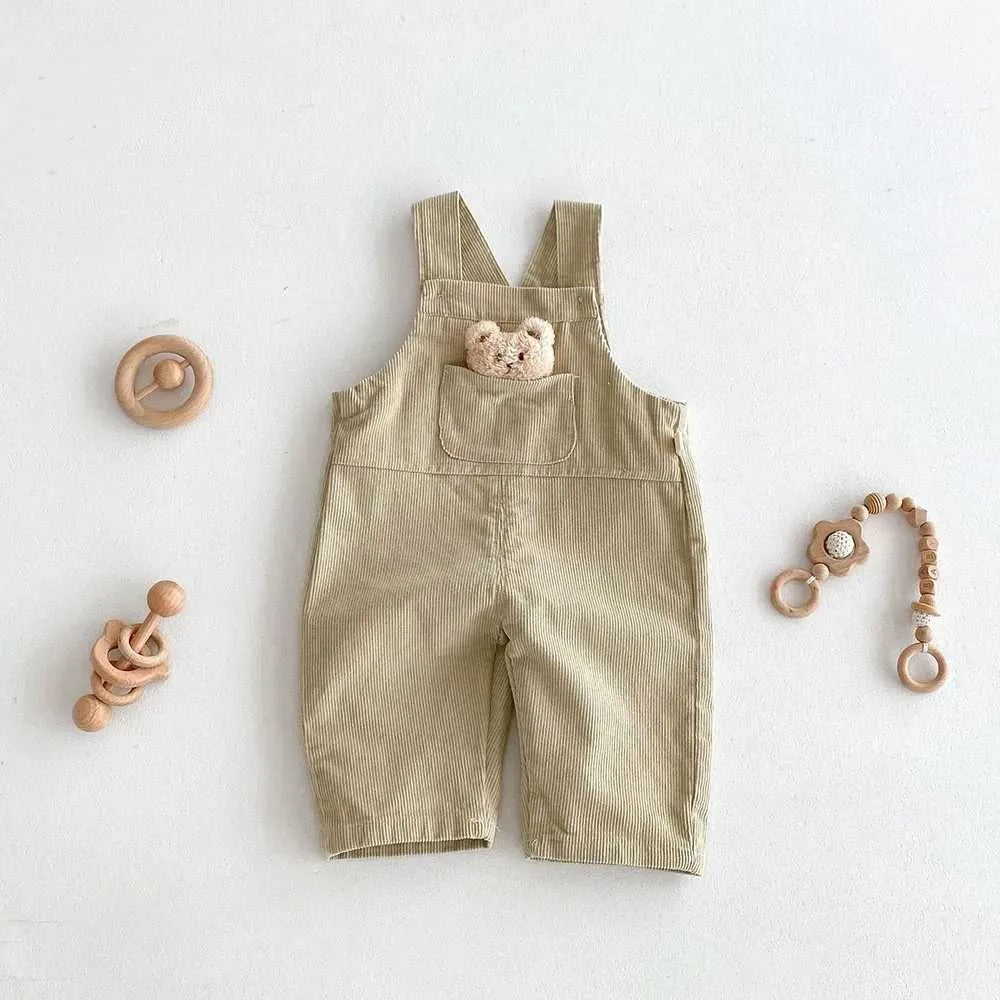 Ju Ju Jam baby corduroy jumpsuit with bear face – warm and playful outfit for boys and girls