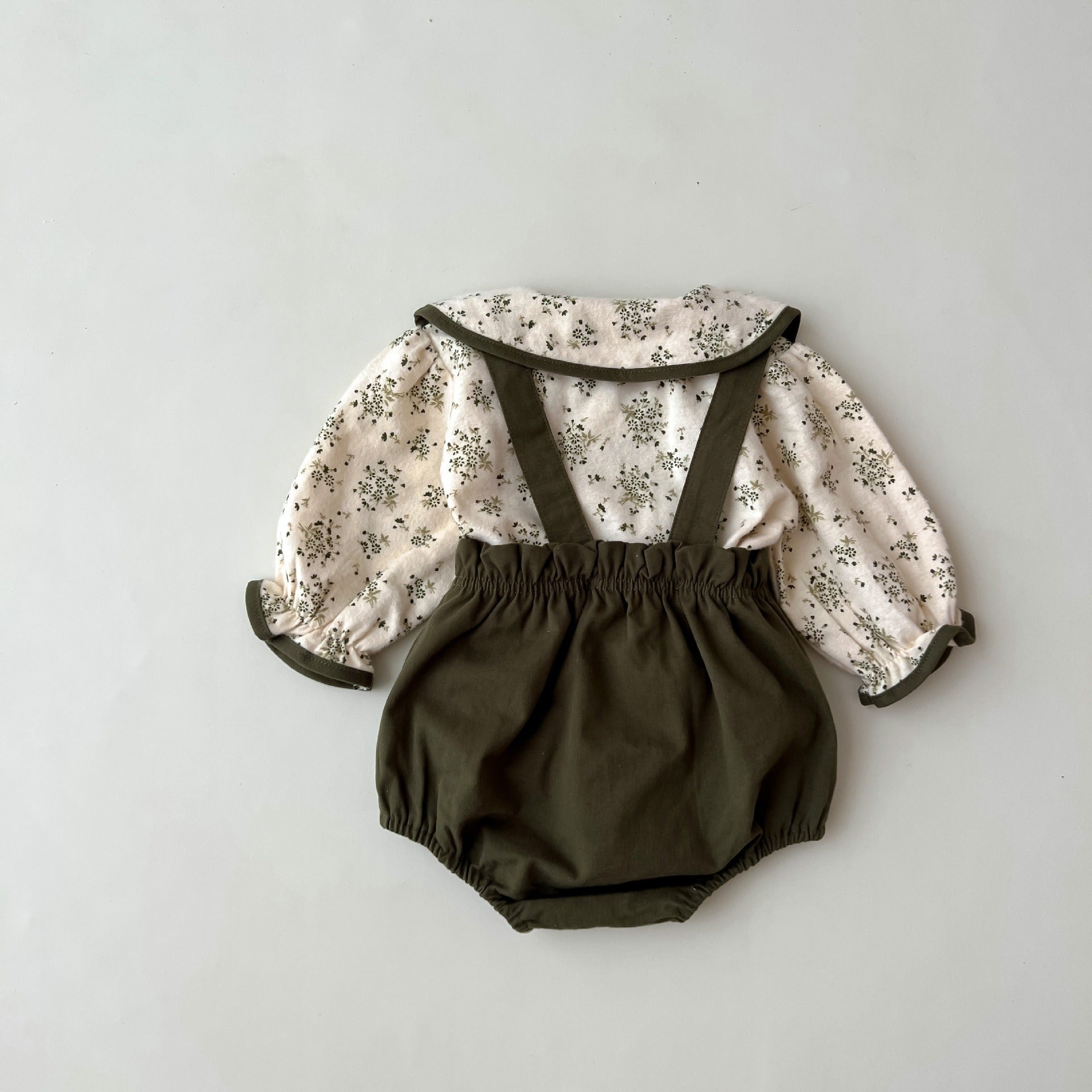 Baby girls two-piece romper outfit – Bella set by Ju Ju Jam, perfect for everyday play and comfort.