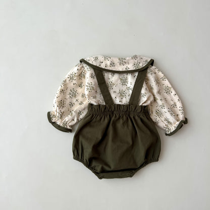 Baby girls two-piece romper outfit – Bella set by Ju Ju Jam, perfect for everyday play and comfort.
