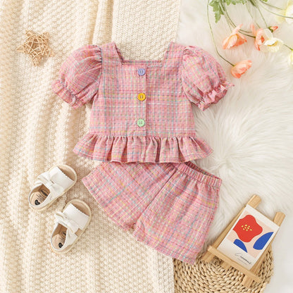 Belle Girls Barbie Two Piece Set featuring stylish Barbie print top and matching bottoms – Ju Ju Jam kidswear.

