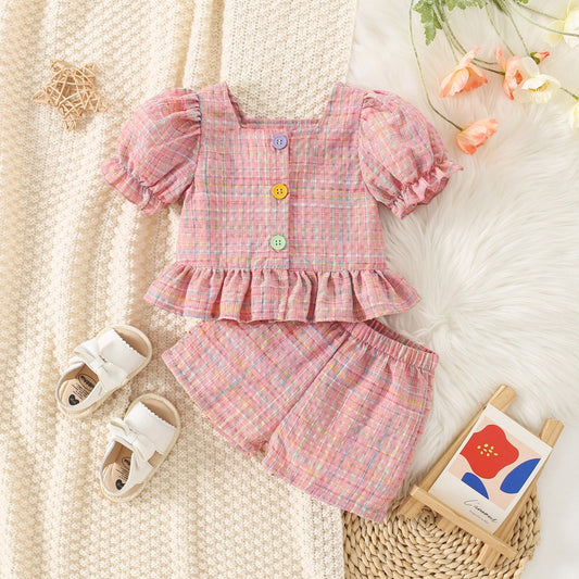 Belle Girls Barbie Two Piece Set featuring stylish Barbie print top and matching bottoms – Ju Ju Jam kidswear.

