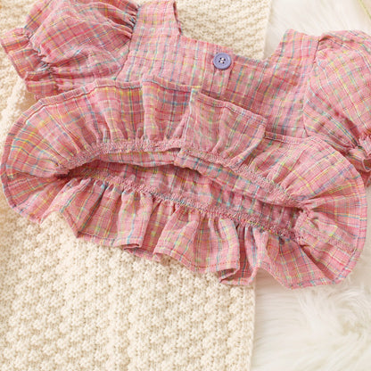 Barbie-themed Belle Two Piece Set for girls – comfy top and bottom outfit with bold pink Barbie print from Ju Ju Jam.

