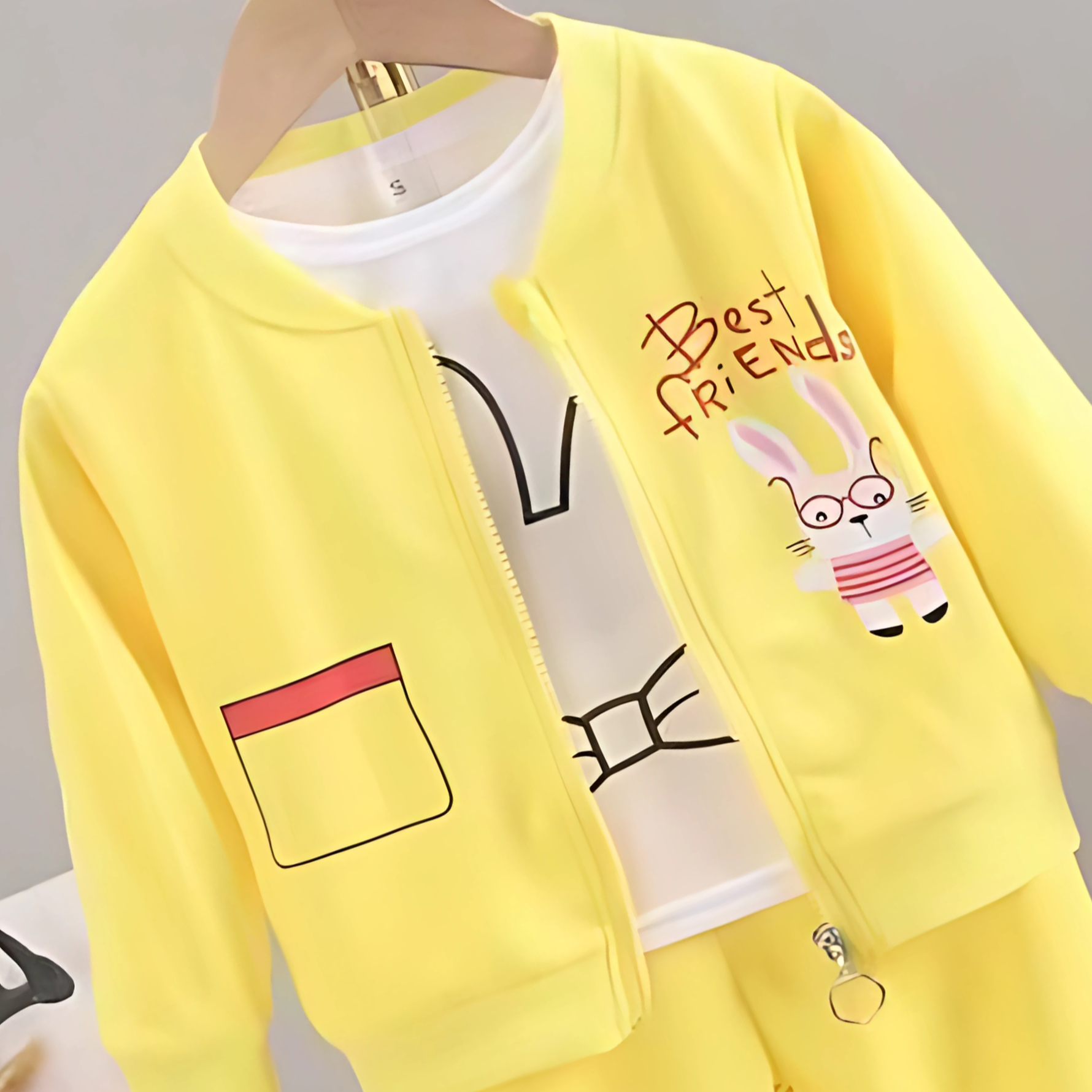 Bright yellow girls outfit with top, pants, and jacket – Ju Ju Jam Best Friend Set

