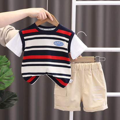 Black Red Striped T-shirt and Shorts Boys Set by Ju Ju Jam