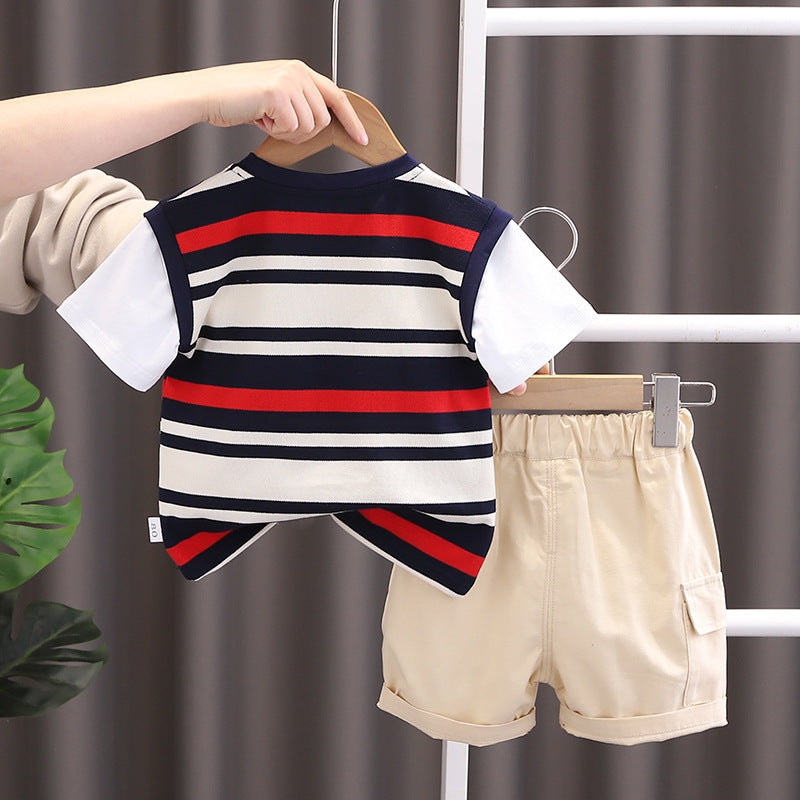 Ju Ju Jam boys' set featuring a black and red striped T-shirt and shorts