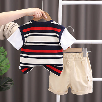Ju Ju Jam boys' set featuring a black and red striped T-shirt and shorts