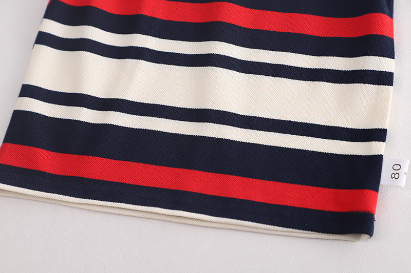 Stylish boys' outfit with black and red striped T-shirt and matching shorts from Ju Ju Jam