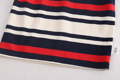 Stylish boys' outfit with black and red striped T-shirt and matching shorts from Ju Ju Jam