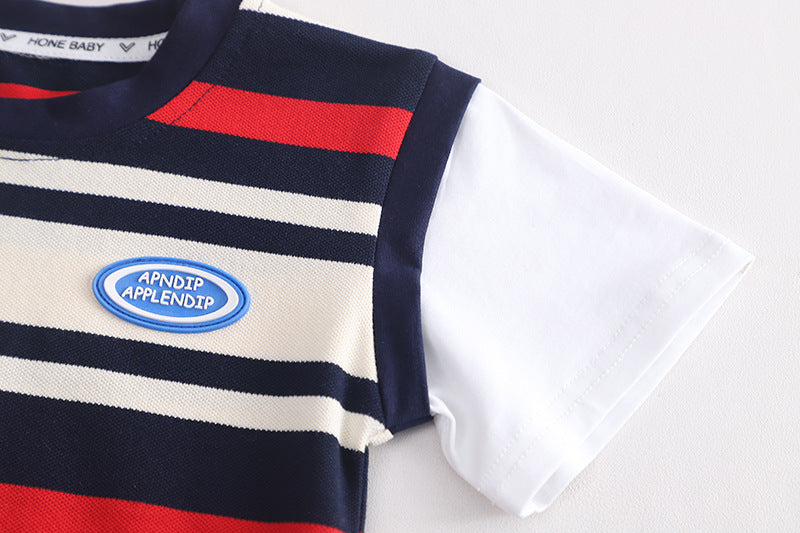 Boys' black and red striped T-shirt and shorts set by Ju Ju Jam