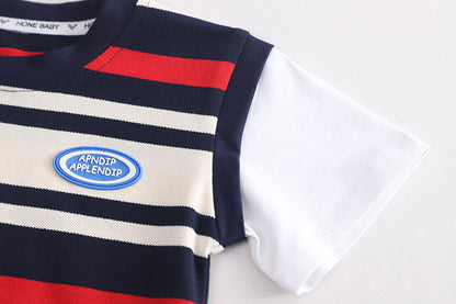 Boys' black and red striped T-shirt and shorts set by Ju Ju Jam