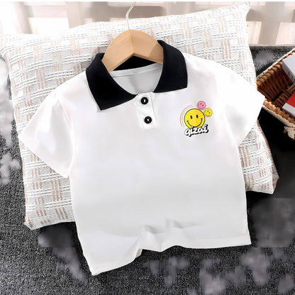 Black and white boys t-shirt with collar – Ju Ju Jam smart casual baby outfit