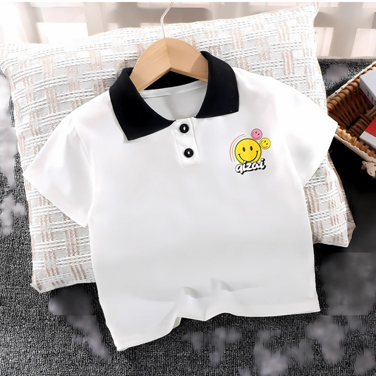 Black and white boys t-shirt with collar – Ju Ju Jam smart casual baby outfit