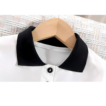 Ju Ju Jam toddler boys collared t-shirt – black body with white collar design