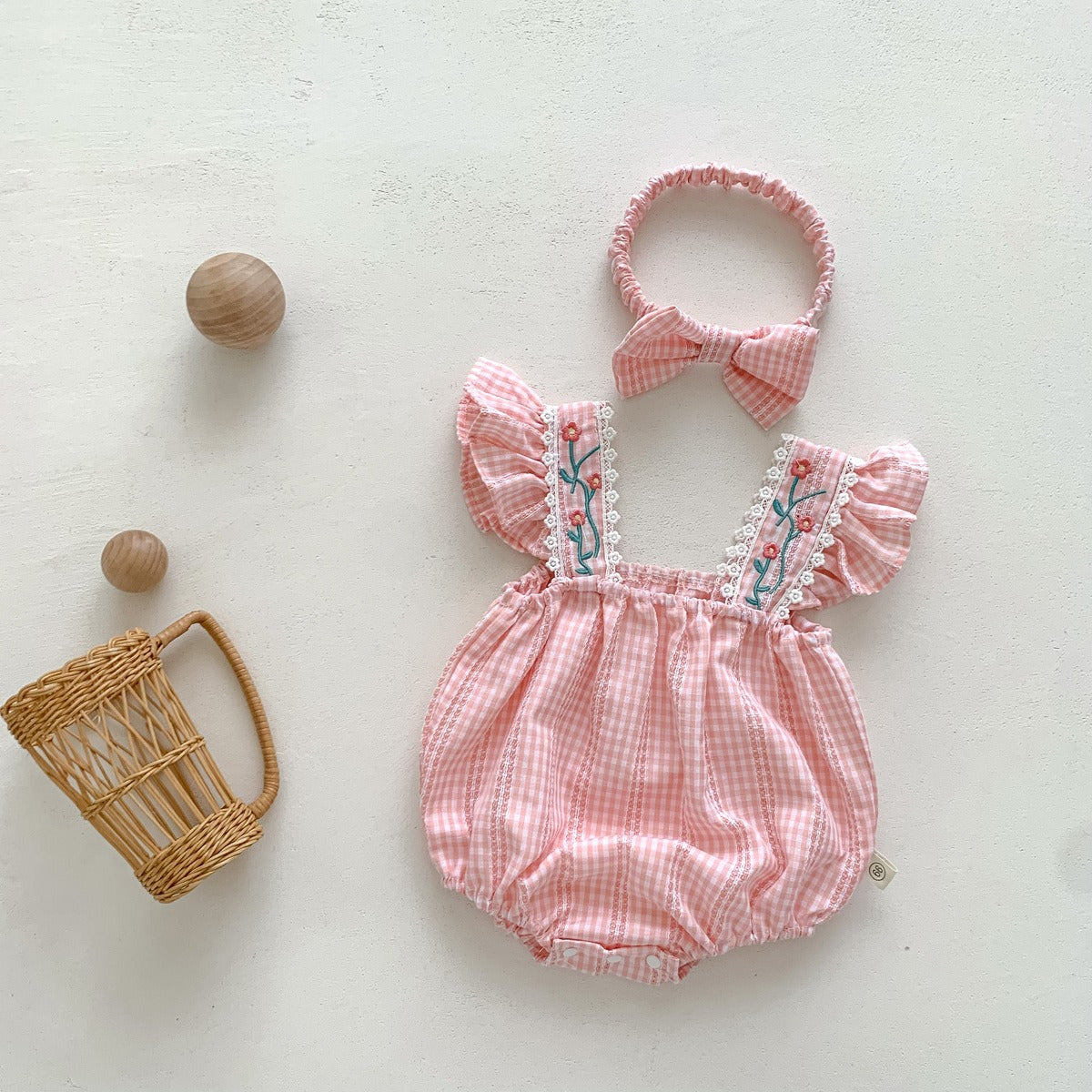 Charming Bloom Bright baby girls romper set – includes matching floral headband – Ju Ju Jam