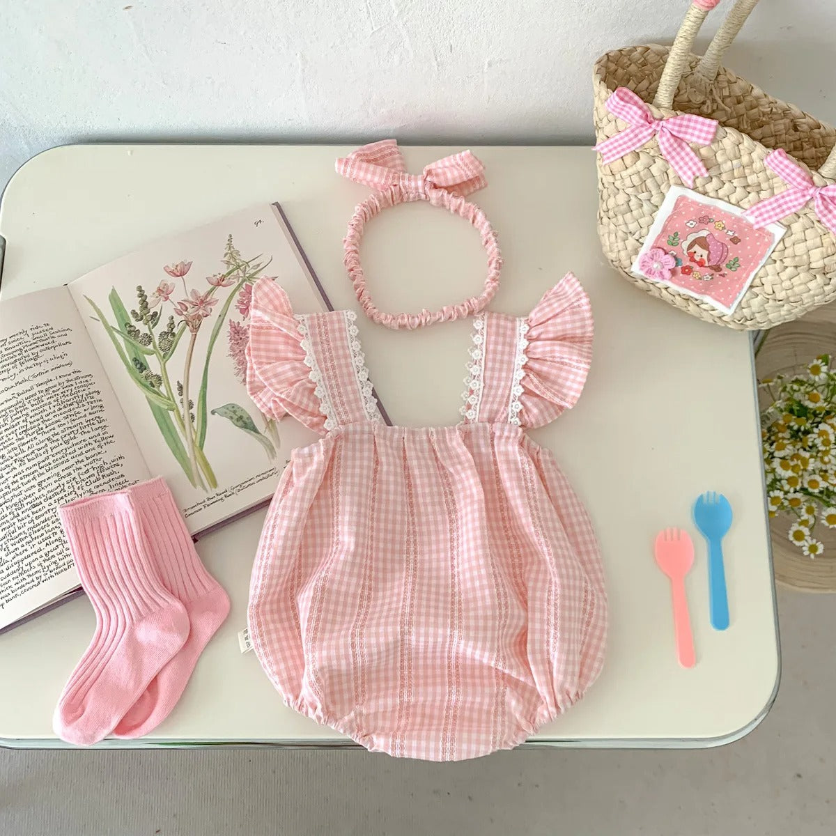 Bloom Bright baby romper with headband – stylish and comfy girls outfit – Ju Ju Jam