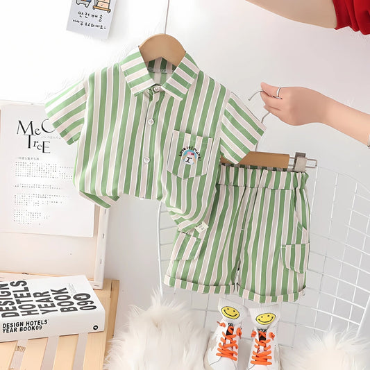 Boys vertical striped co-ord set by Ju Ju Jam β stylish matching outfit for toddlers