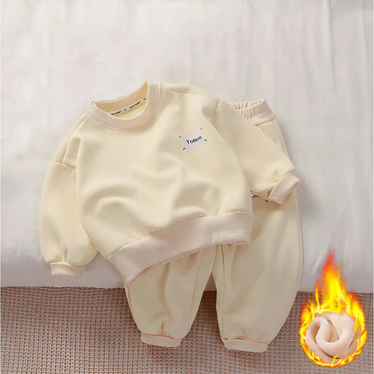 Boys warm cozy sweatsuit set by Ju Ju Jam – soft winter outfit for toddlers


