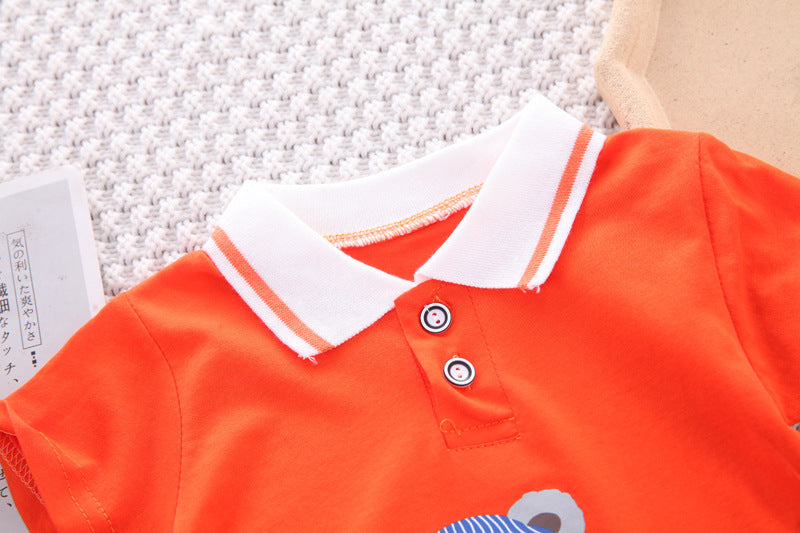 Ju Ju Jam vibrant boys outfit with collared tee and matching shorts


