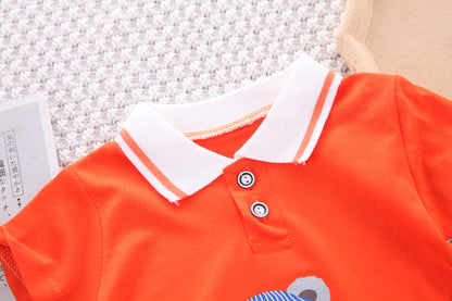 Ju Ju Jam vibrant boys outfit with collared tee and matching shorts

