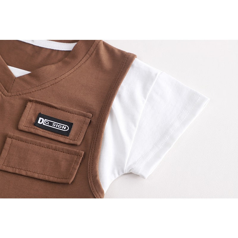 Ju Ju Jam boys' set with a chic brown vest and coordinating pieces