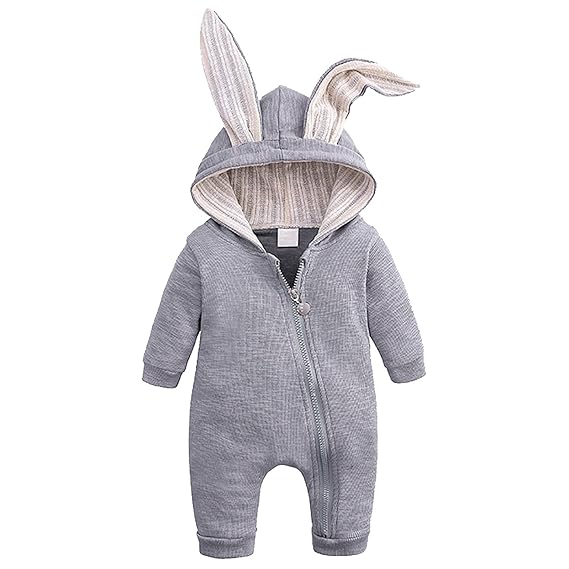 Unisex bunny-themed romper for babies – Ju Ju Jam’s cozy and cute jumpsuit with ear detailing.


