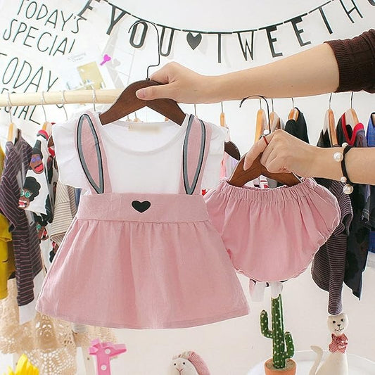 Bunny Hop girls comfy set – adorable and soft baby outfit by Ju Ju Jam.

