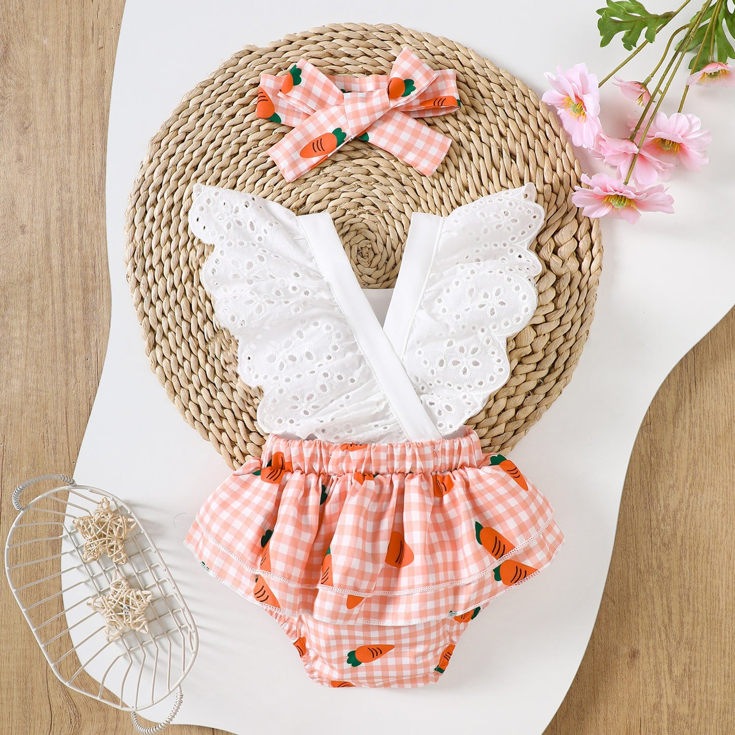Ju Ju Jam Carrot Cutie Romper featuring playful vegetable design for infants

