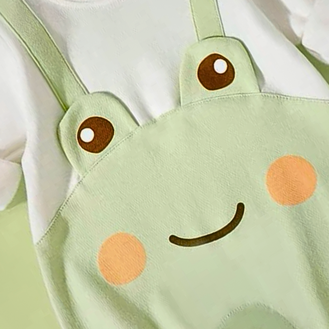 Unisex baby romper with frog cartoon style – playful and comfy outfit from Ju Ju Jam.

