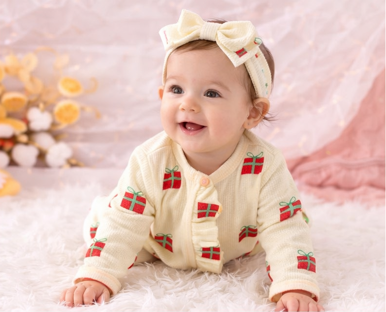 Little Present Baby Girls Romper with Headband