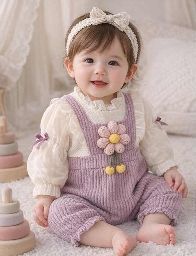 Sweet Bloom 3D Flower Baby Girls Glowy Romper