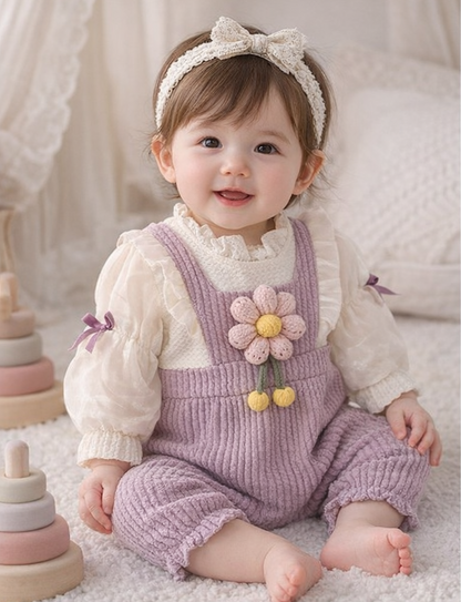 Sweet Bloom 3D Flower Baby Girls Glowy Romper