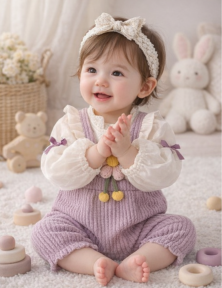 Sweet Bloom 3D Flower Baby Girls Glowy Romper
