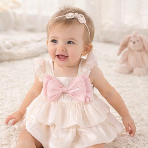 Dia Elegant Bow Baby Girls Romper Dress