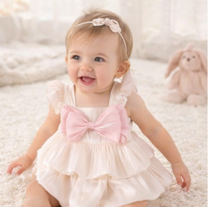Dia Elegant Bow Baby Girls Romper Dress