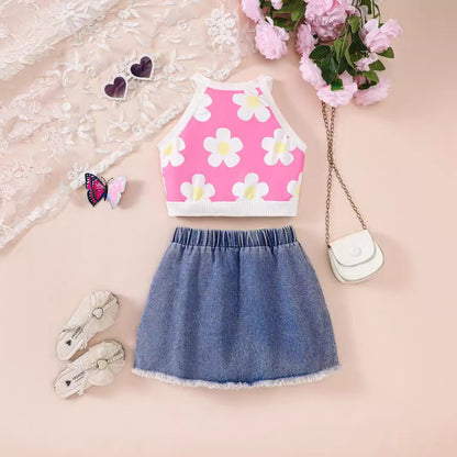 Adorable pink baby girl outfit with floral details – Ju Ju Jam Chloe Set

