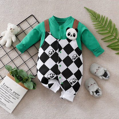 Chubby Panda Criss-Cross Romper for babies by Ju Ju Jam

