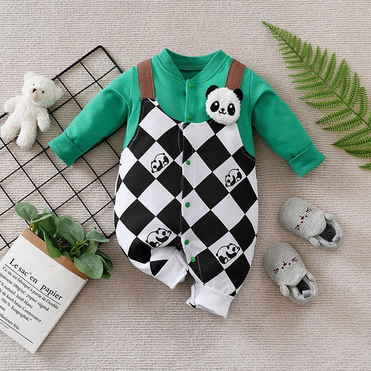 Chubby Panda Criss-Cross Romper for babies by Ju Ju Jam

