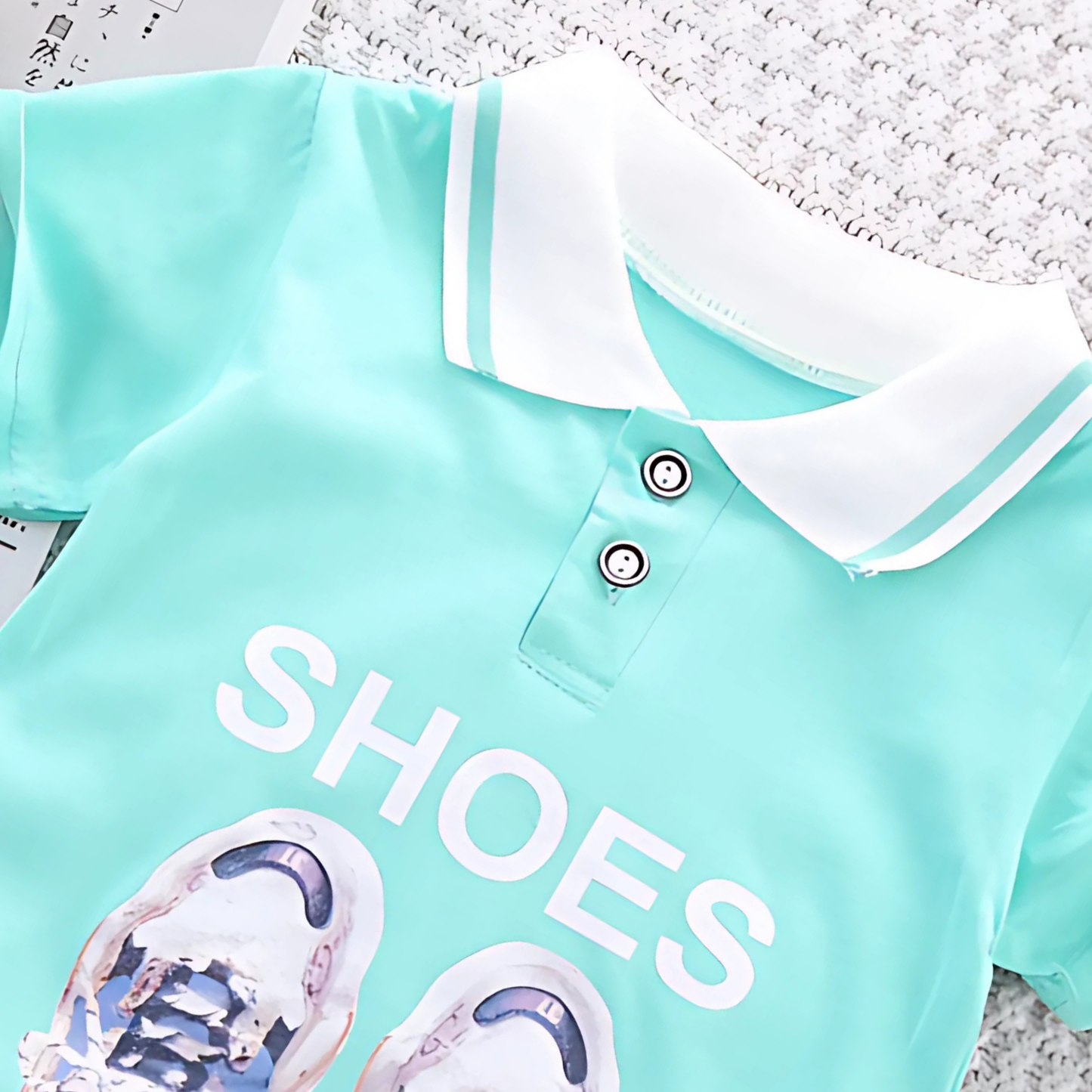 Ju Ju Jam baby boys blue polo-style T-shirt with matching shorts

