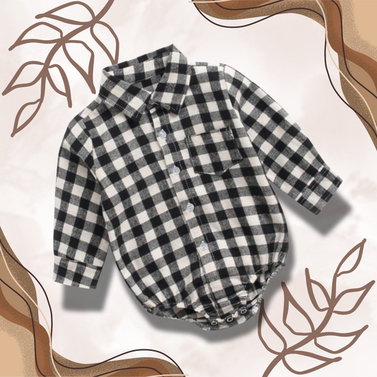 Baby boy wearing Classy Bold Striped Romper by Ju Ju Jam

